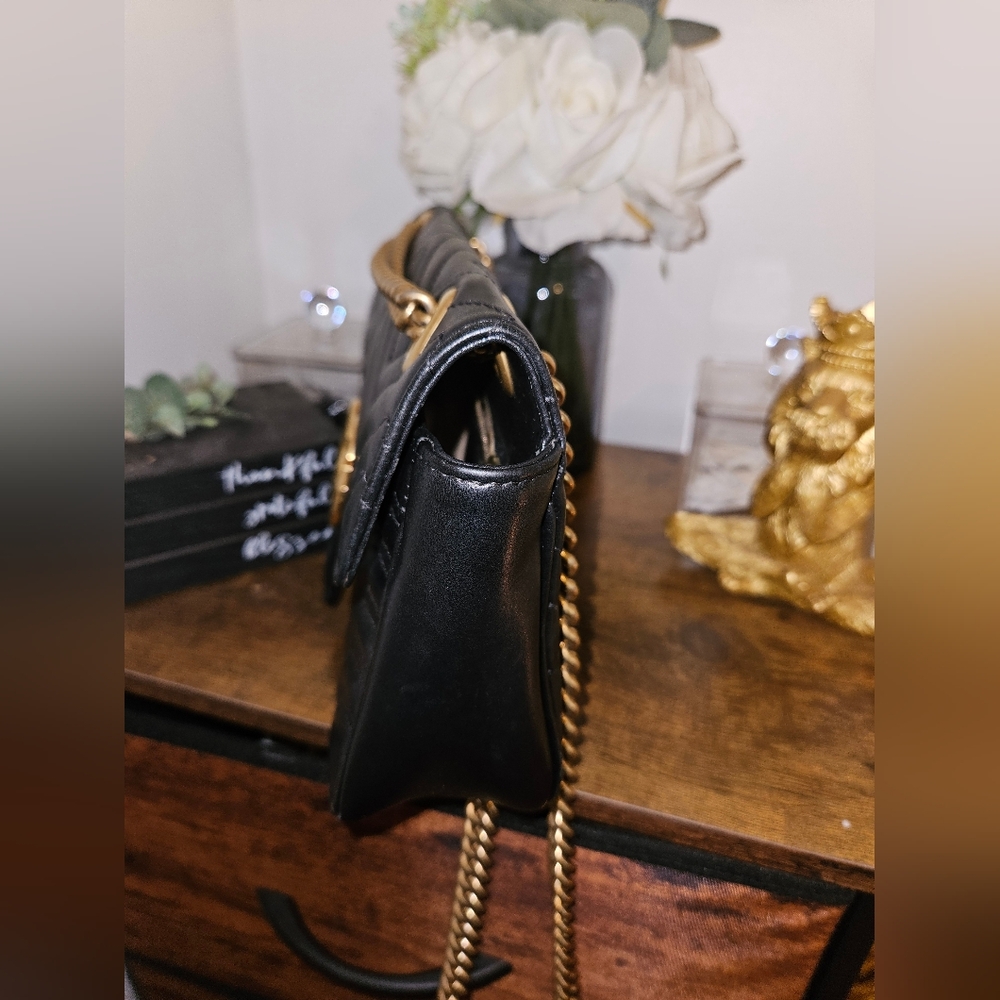 ~SOLD~Gucci GG Marmont Black Leather Shoulder Bag. - Picture 6 of 12